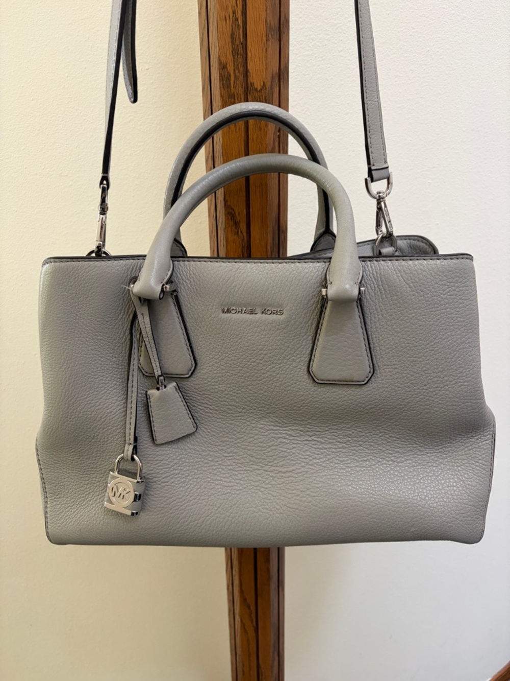 Michael Kors Gray Pebbled Leather Satchel